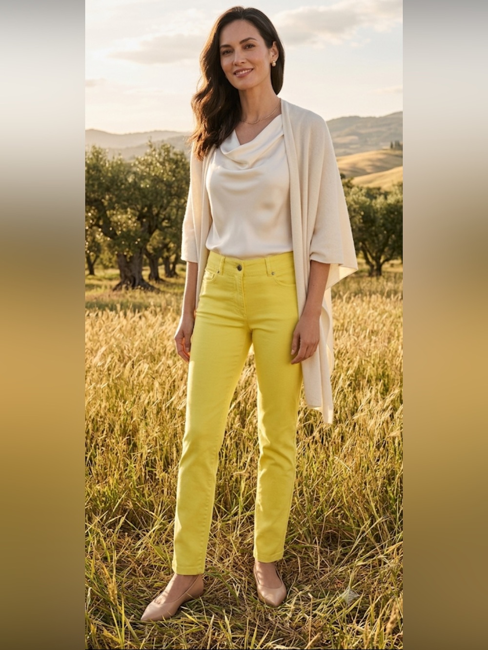 Straight-Leg Jeans in Lemon Yellow